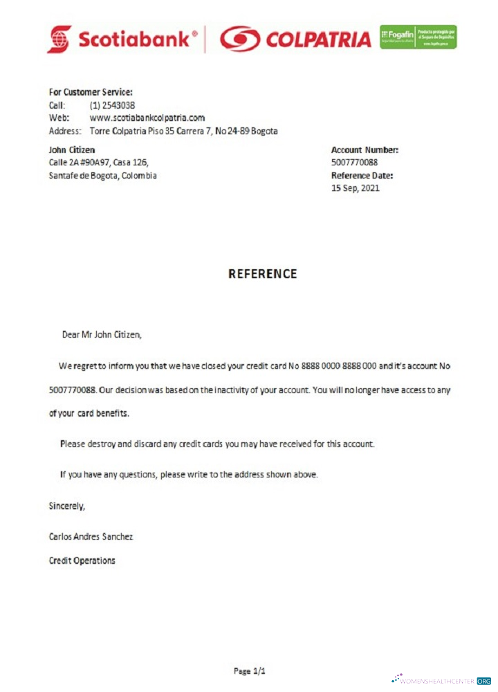 Download Colombia Scotiabank Colpatria closure reference Photoshop template